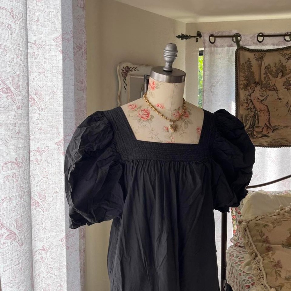 love the label black puff sleeve midi cottagecore dress - Picture 3 of 6